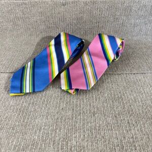 Ralph Lauren Silk Neckties Lot of 2 Blue Pink Multicolor Striped Classic Width